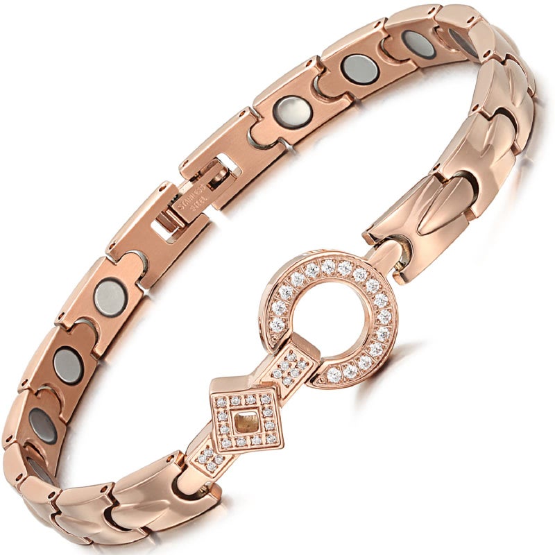 RainSo Elegant Womens Titanium Stainless Steel Magnetic Bracelet Adjustable Jewellery & Luxury Gift Box Rose Gold Ladies Bracelets